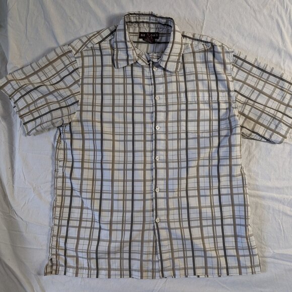 NEVADA MEN'S BUTTON UP FRONT SHORT SLEEVE SHIRT COLLAR NECK SIZE MEDIUM CASUAL - Picture 10 of 16